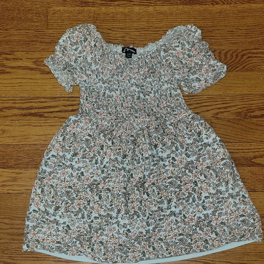 Art Class Floral Kids Dress in Pink and Green
